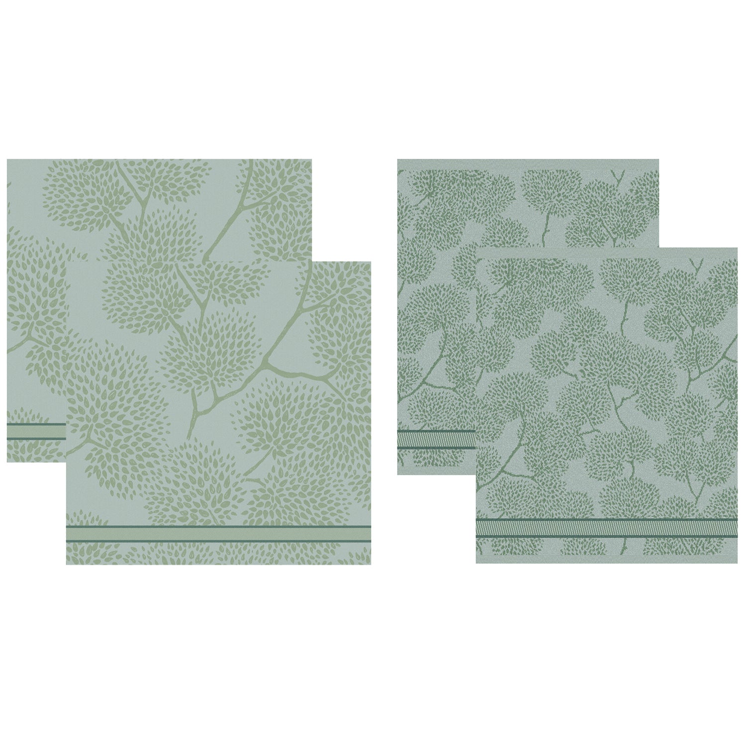 DDDDD 2x theedoek + 2x keukendoek Trees - Green