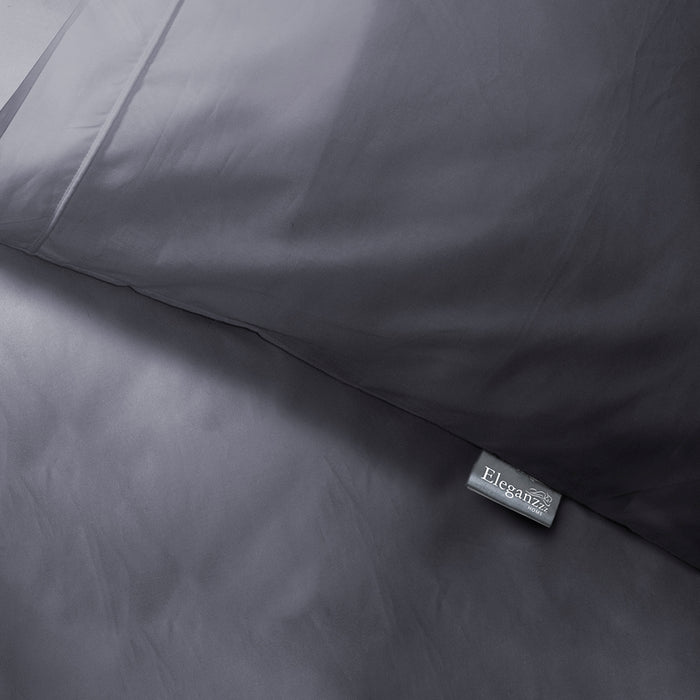 Eleganzzz Dekbedovertrek Uni Perkal Katoen Met Bies - antraciet