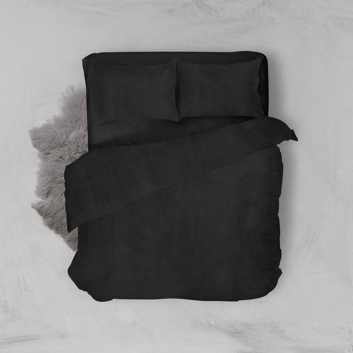 Eleganzzz Dekbedovertrek Velvet Uni - black