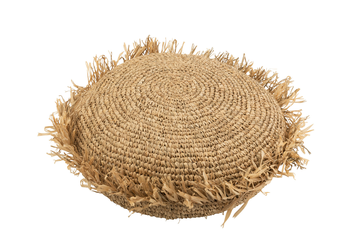 J-line - Kussen Rond Raffia Naturel - 62x62x24cm