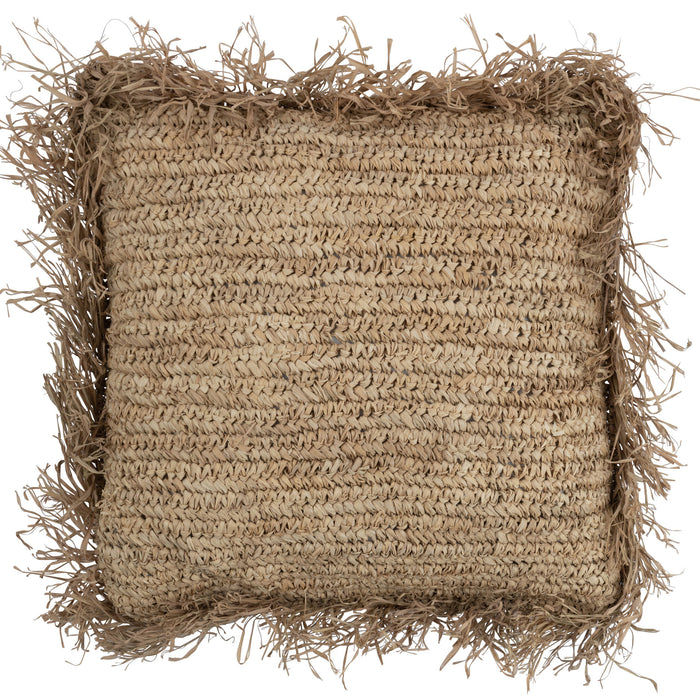 J-line - Kussen Jeff Vierkant Rafia Naturel Large - 50x50x10cm