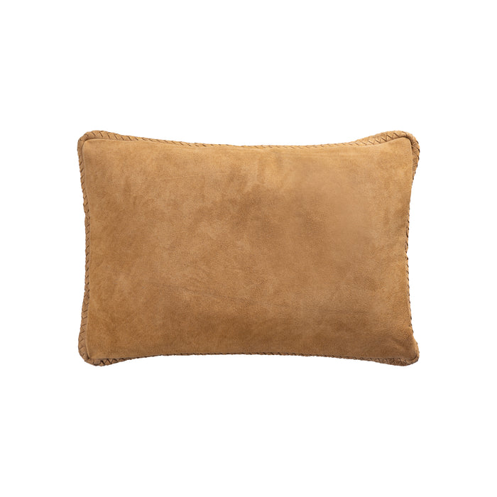 PTMD Suky Camel Suede Leather Cushion Rectangle