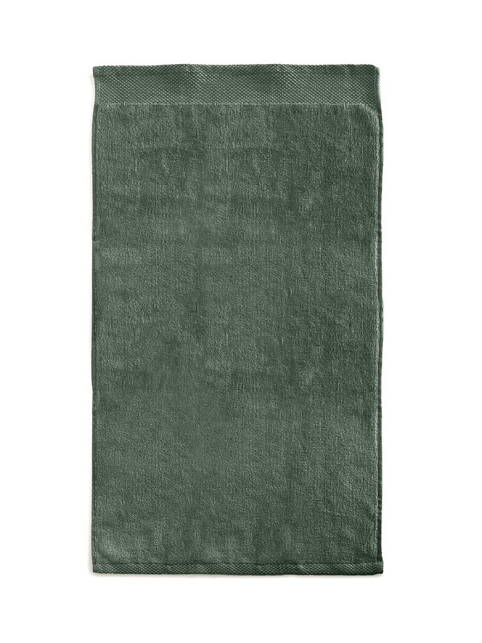 LINNICKVelours Handdoek  Katoen 50x100cm - olive green - Set van 4