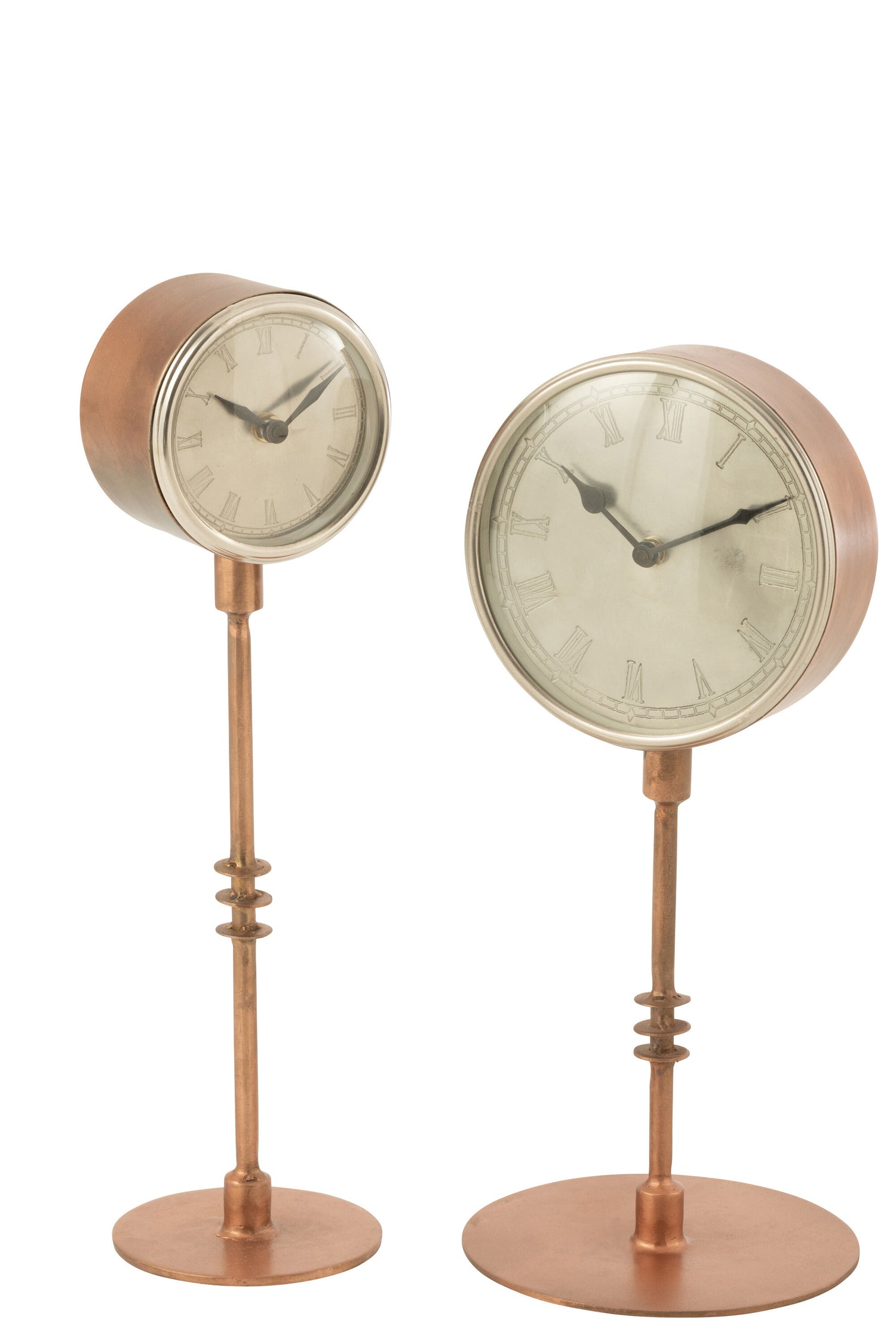 J-line - Klok Op Voet Antiek Metaal Koper - Large - 11x8x40cm