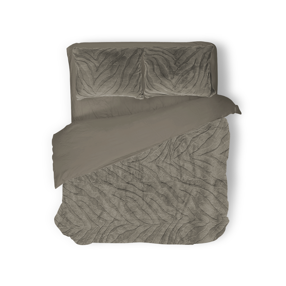 Eleganzzz Dekbedovertrek Jacquard Rabbit Fur - taupe grey