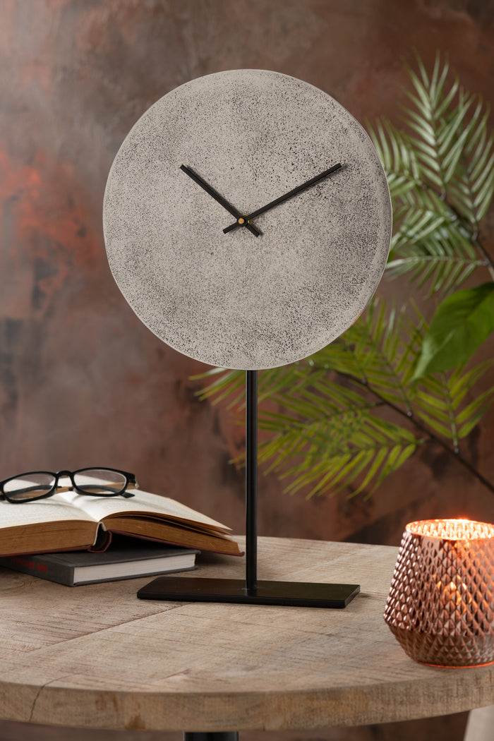 J-line - Klok Op Voet Metaal Zilver - 25x41x7.5cm