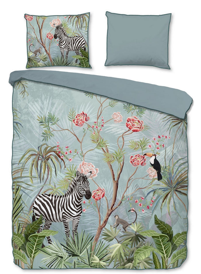 Descanso Dekbedovertrek Biologische Katoen Satijn Yasmin - aqua