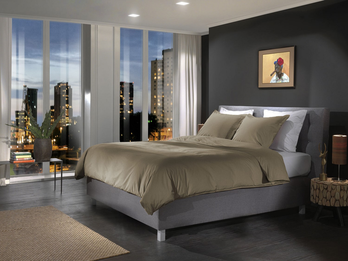 Yellow Dekbedovertrek Percale pine taupe