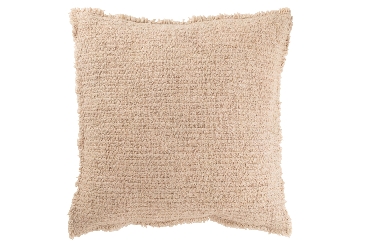 J-line - Kussen Gerafelde Randen Katoen|polyester Beige - 50x50x12cm