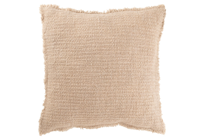 J-line - Kussen Gerafelde Randen Katoen|polyester Beige - 50x50x12cm