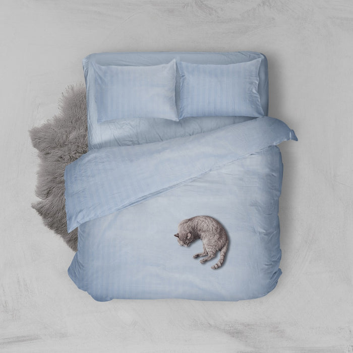 Eleganzzz Dekbedovertrek Hotel Kwaliteit Satijn Streep baby blauw