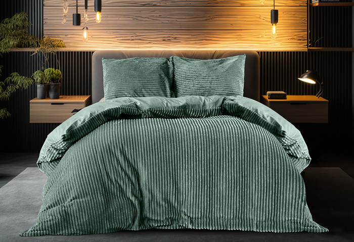 Eleganzzz Dekbedovertrek Teddy Rib Fleece - olive green