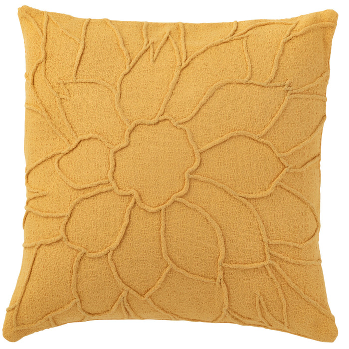 J-line - Kussen Bloem Textiel Oranje - 43x43x10cm