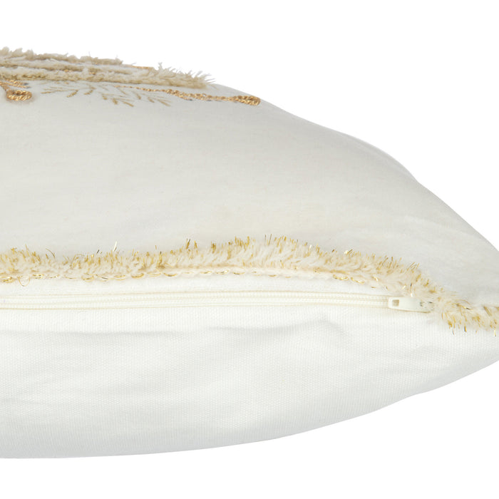 J-line - Kussen Boom Textiel Wit|goud - 45x45x12cm