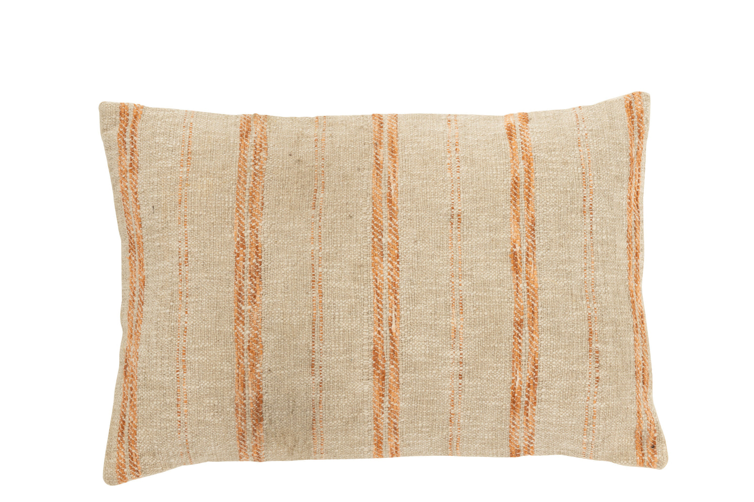 J-Line Kussen Rechthoek Strepen Linnen|Katoen Beige|Roest