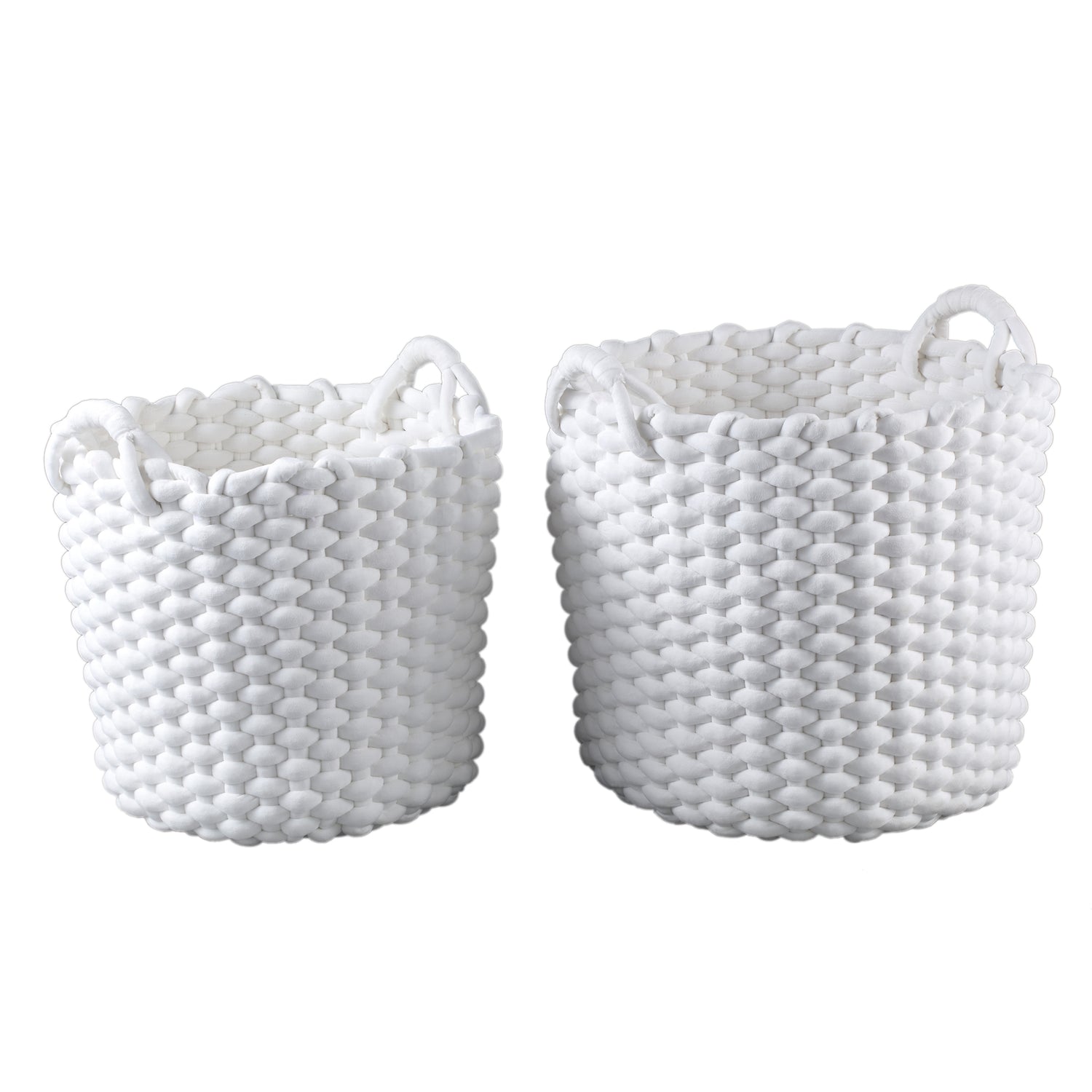 PTMD Olliver White Velvet Rope Basket With Handles SV2