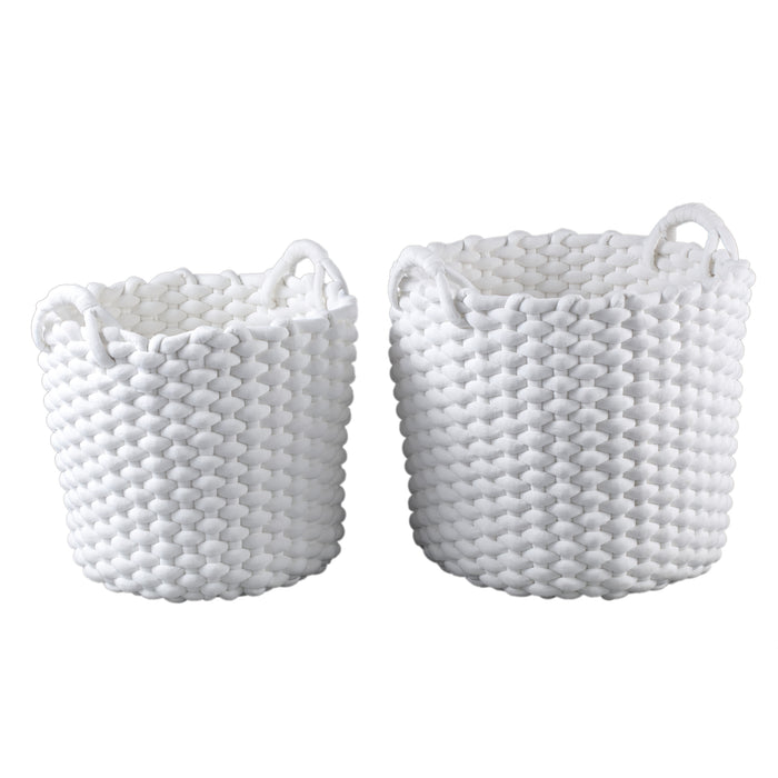 PTMD Olliver White Velvet Rope Basket With Handles SV2