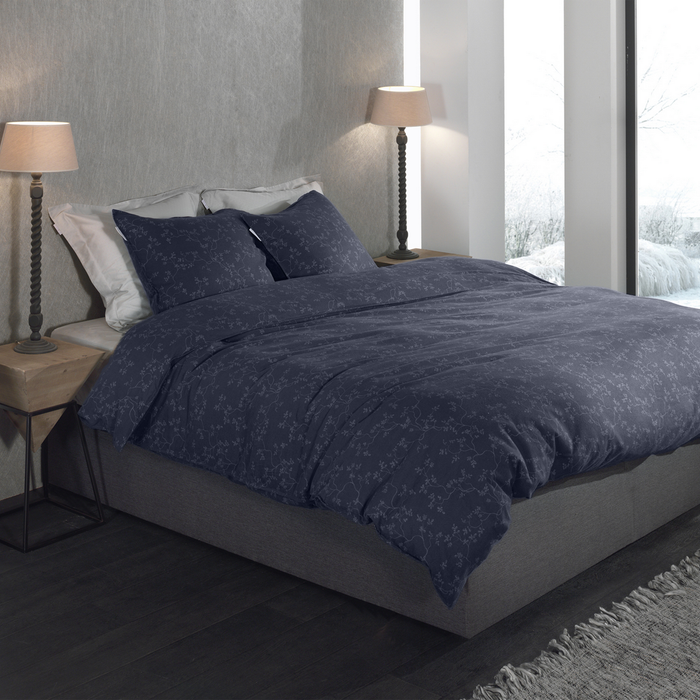 Heckett Lane Dekbedovertrek Flanel Alloro - dark blue