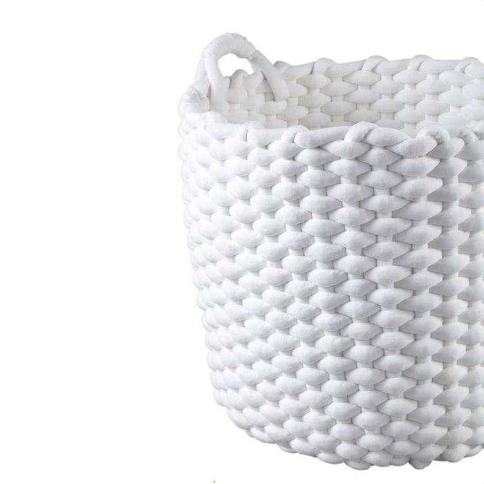 PTMD Olliver White Velvet Rope Basket With Handles SV2