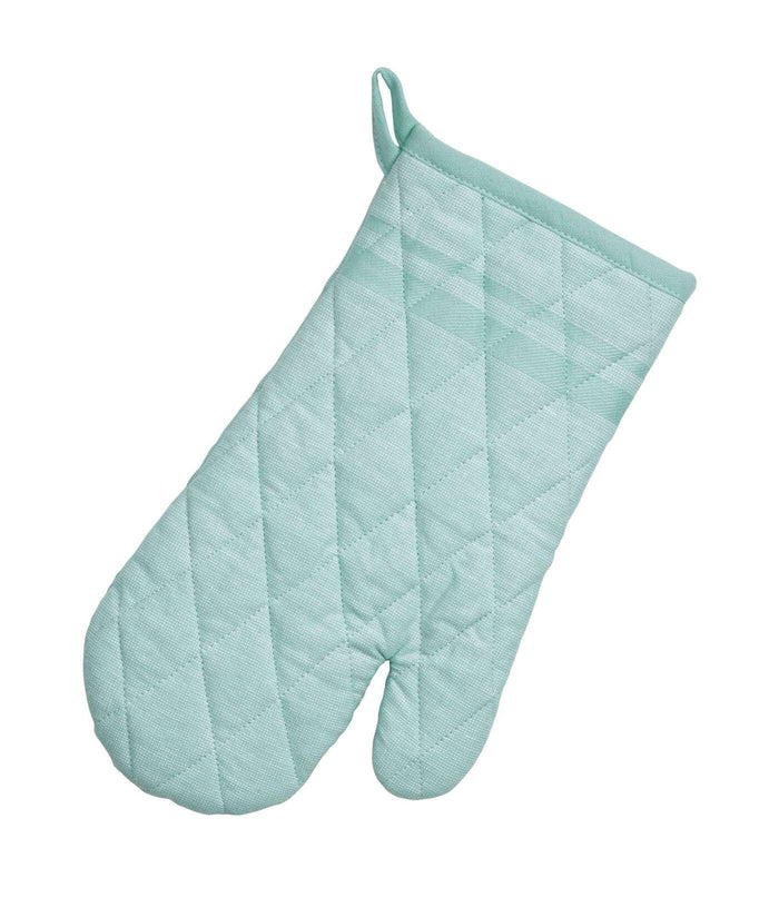 Ovenwant, Ovenhandschoen, Set van 4 Stuks, Katoen, Aquablauw met Stree