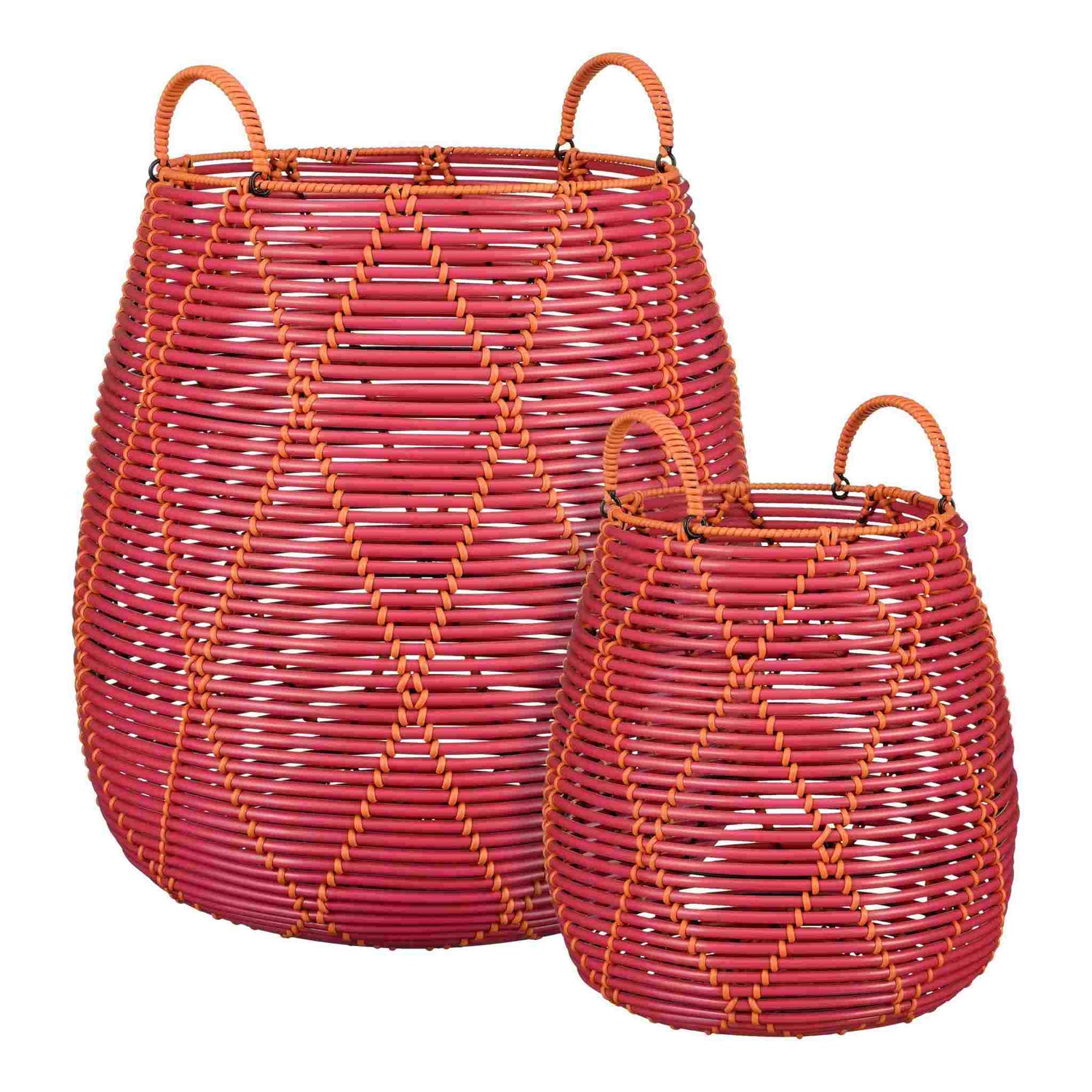 Mica Decorations Mand Capeno - 47x47x50 cm - Gerecycled Plastic - Roze - Set van 2