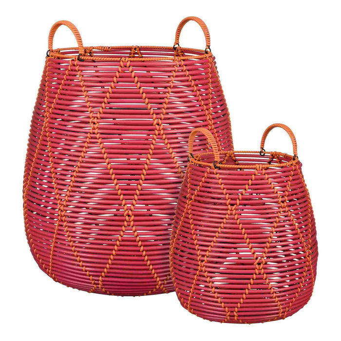 Mica Decorations Mand Capeno - 47x47x50 cm - Gerecycled Plastic - Roze - Set van 2