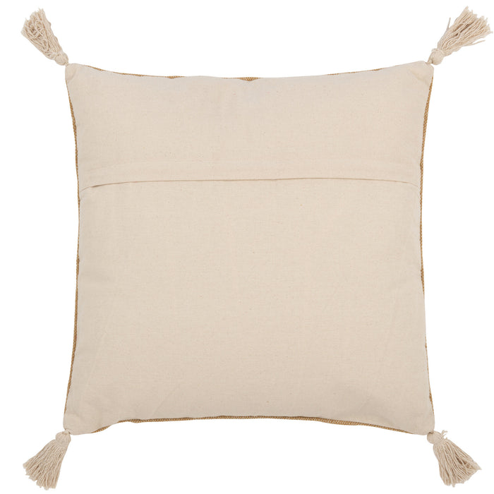 J-line - Kussen Driehoeken+kwastjes Katoen Natural|wit - 50x15x50cm