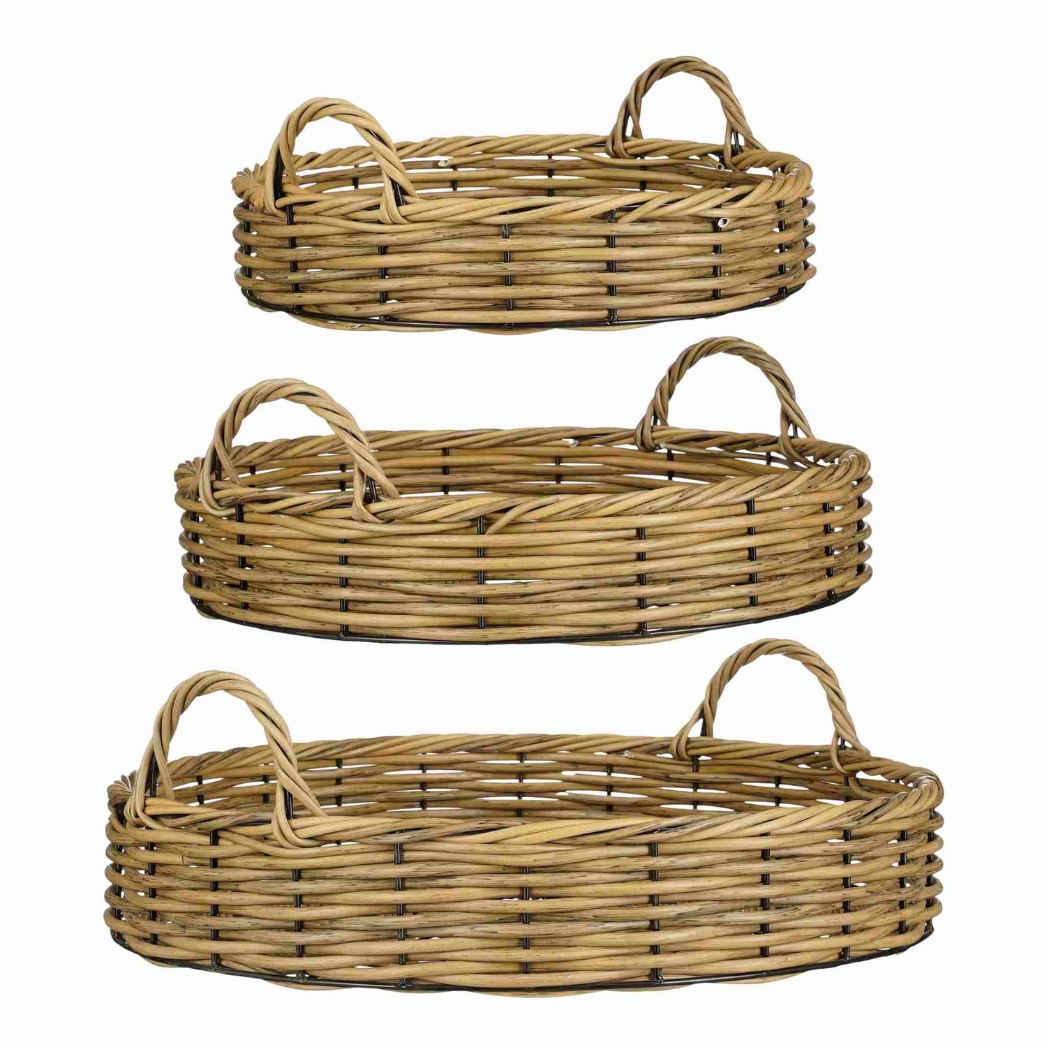 Mica Decorations Plateau Liam - 58x58x19 cm - Polyester - Bruin - Set van 3