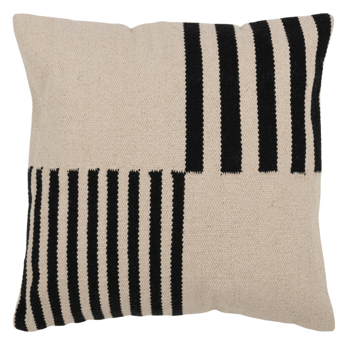 J-line - Kussen Blanco|gestreept Katoen Wit|zwart - 50x15x50cm