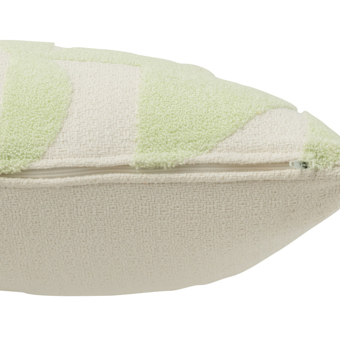 J-line - Kussen Geo Textiel Wit|muntgroen - 43x43x10cm