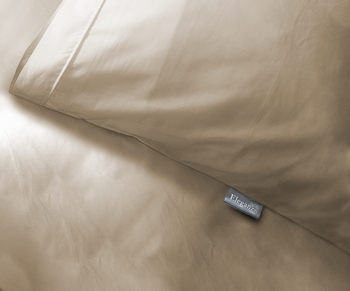Eleganzzz Dekbedovertrek Uni Perkal Katoen Met Bies - zand