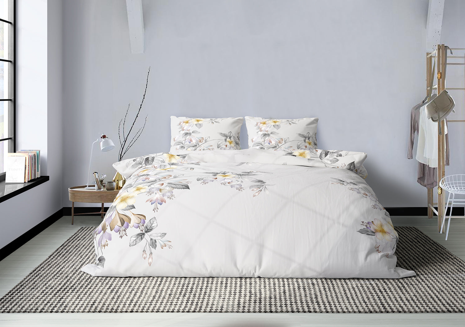 Eleganzzz Dekbedovertrek Micropercal Delicate Floral - grey