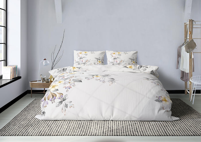 Eleganzzz Dekbedovertrek Micropercal Delicate Floral - grey