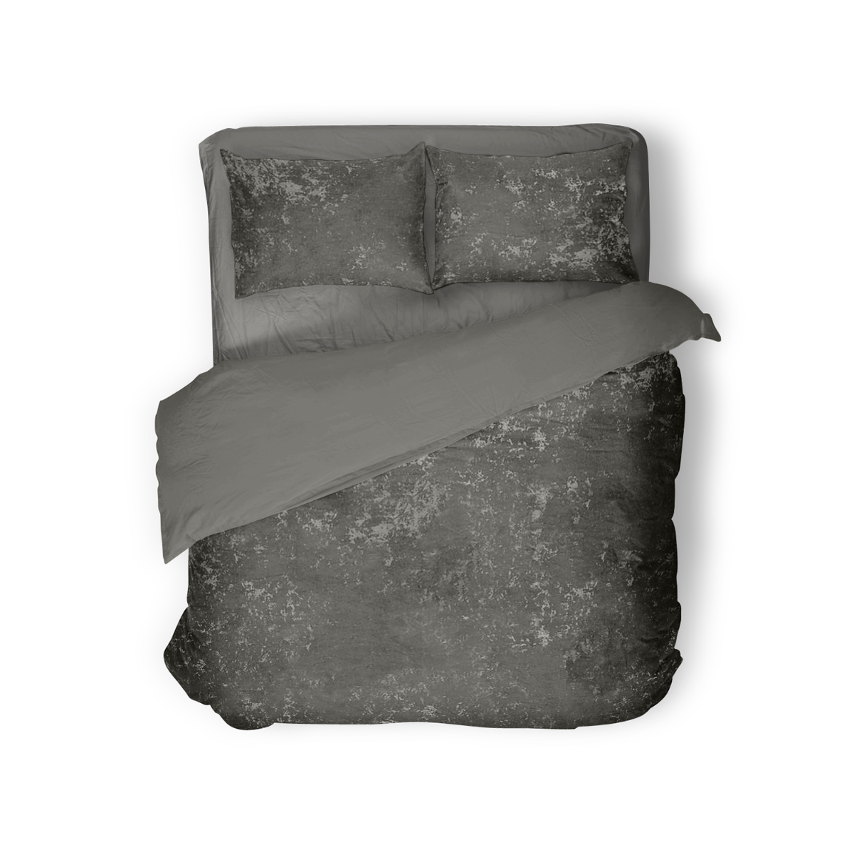 Eleganzzz Dekbedovertrek Crushed Velvet - dark grey