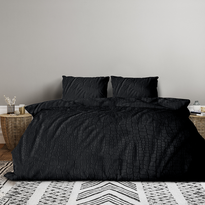 Eleganzzz Dekbedovertrek Micro Mink Crocodile - black