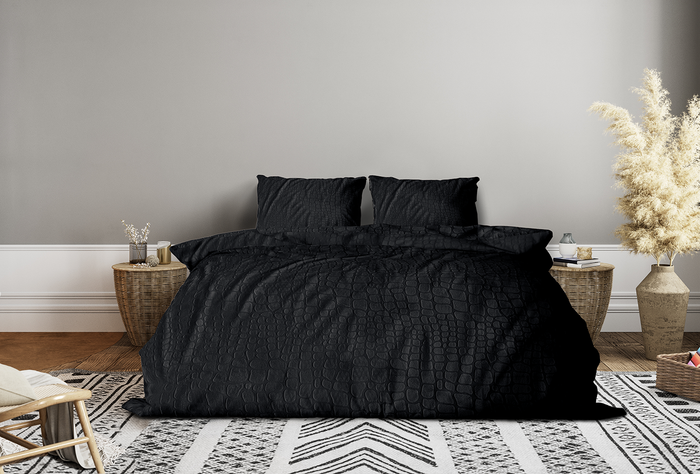 Eleganzzz Dekbedovertrek Micro Mink Crocodile - black