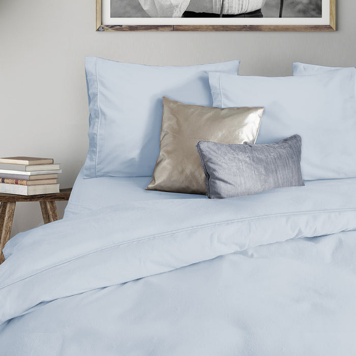 Eleganzzz Dekbedovertrek Uni Perkal Katoen Met Bies - licht blauw