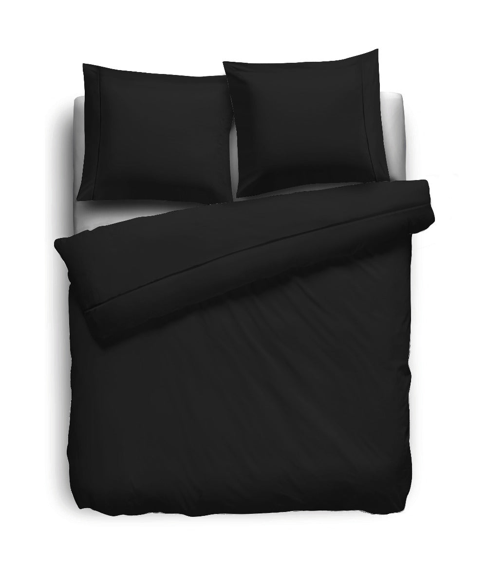 Eleganzzz Dekbedovertrek Uni Percal Katoen Met Bies - zwart