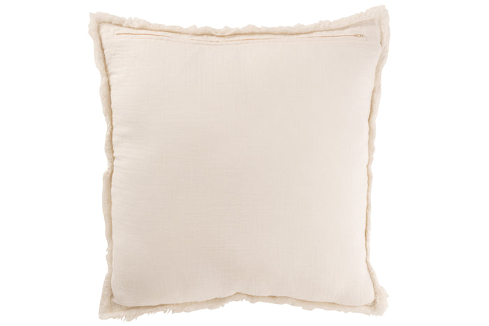 J-line - Kussen Gerafelde Randen Katoen|polyester Wit - 50x50x12cm