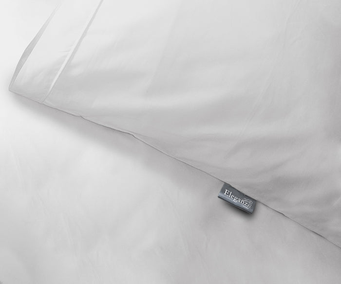 Eleganzzz Dekbedovertrek Uni Perkal Katoen Met Bies - zilver