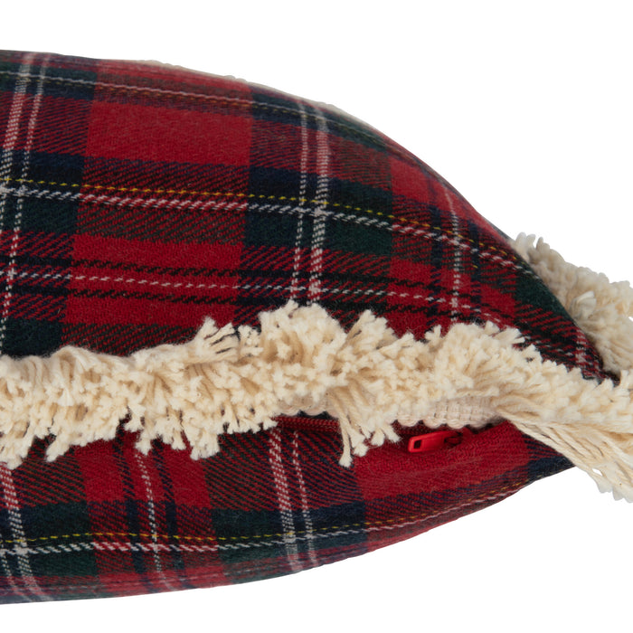 J-line - Kussen Ruit Famille Rood|groen - 45x45x12cm