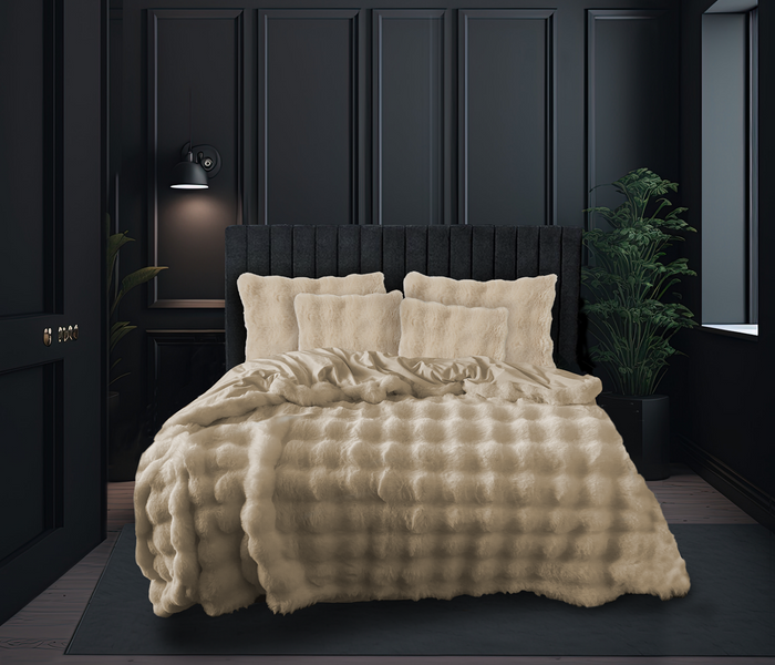 Eleganzzz Dekbedovertrek Bubble Pom Pom Rabbit Fur - sand