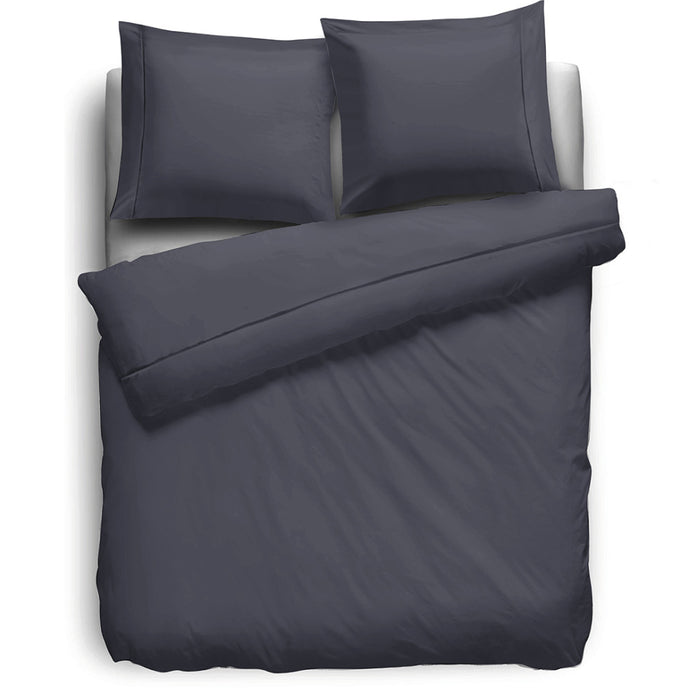 Eleganzzz Dekbedovertrek Uni Perkal Katoen Met Bies - antraciet