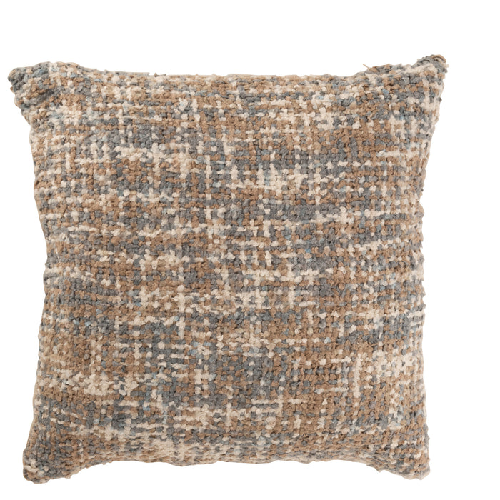 J-line - Kussen Tweed Acryl|katoen Lichtblauw|beige - 45x45x12cm