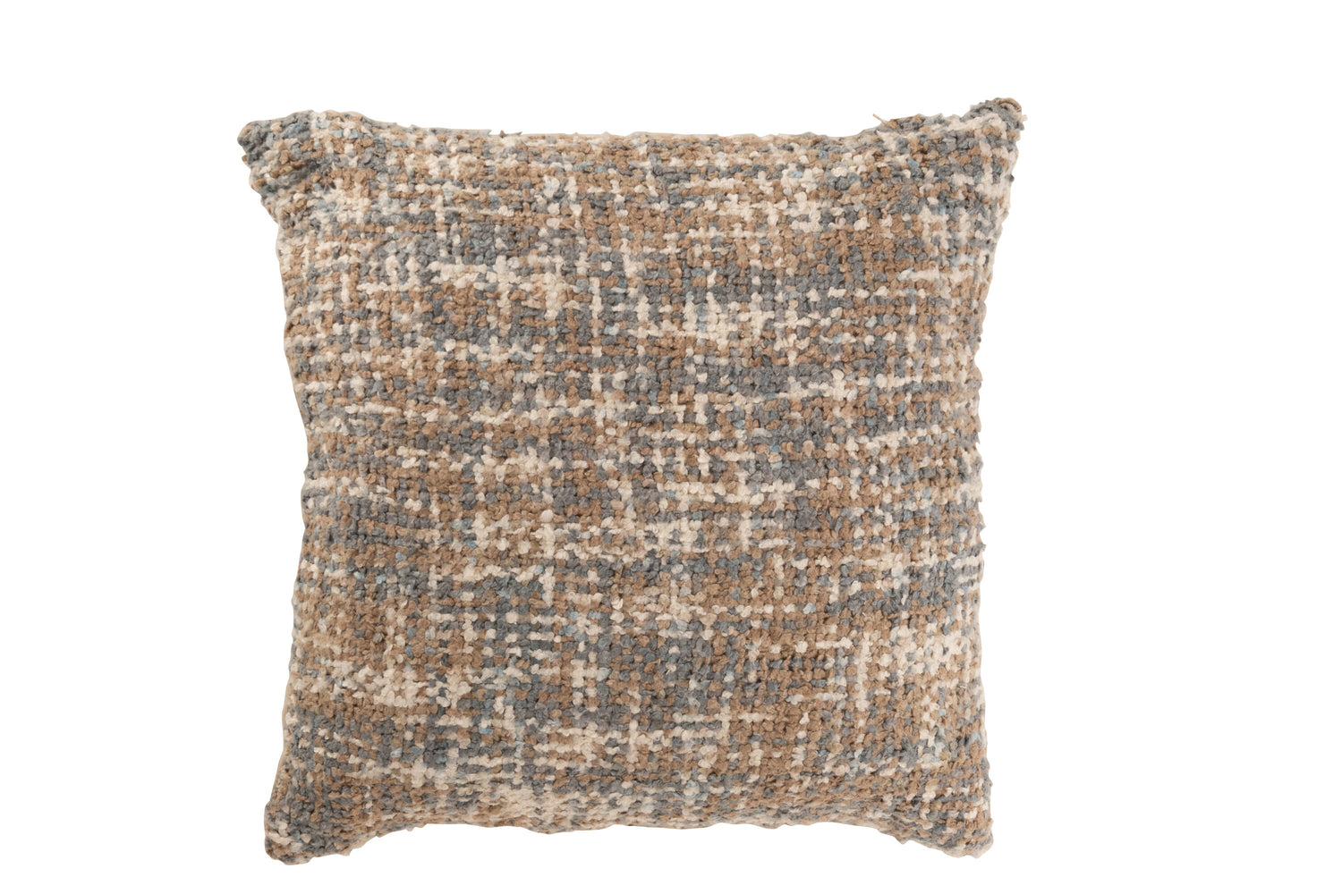 J-line - Kussen Tweed Acryl|katoen Lichtblauw|beige - 45x45x12cm