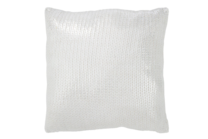 J-line - Kussen Metaalachtig Polyester Zilver - 45x45x10cm