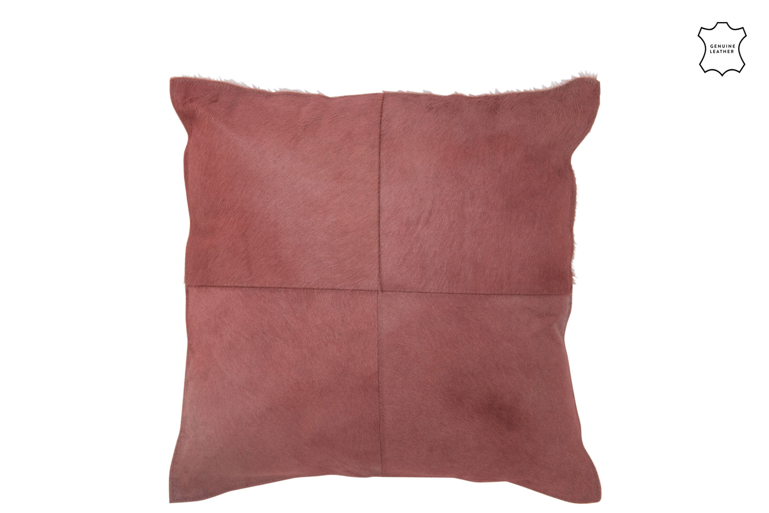 J-line - Kussen Koehaar Leder Rood - 45x45x8cm