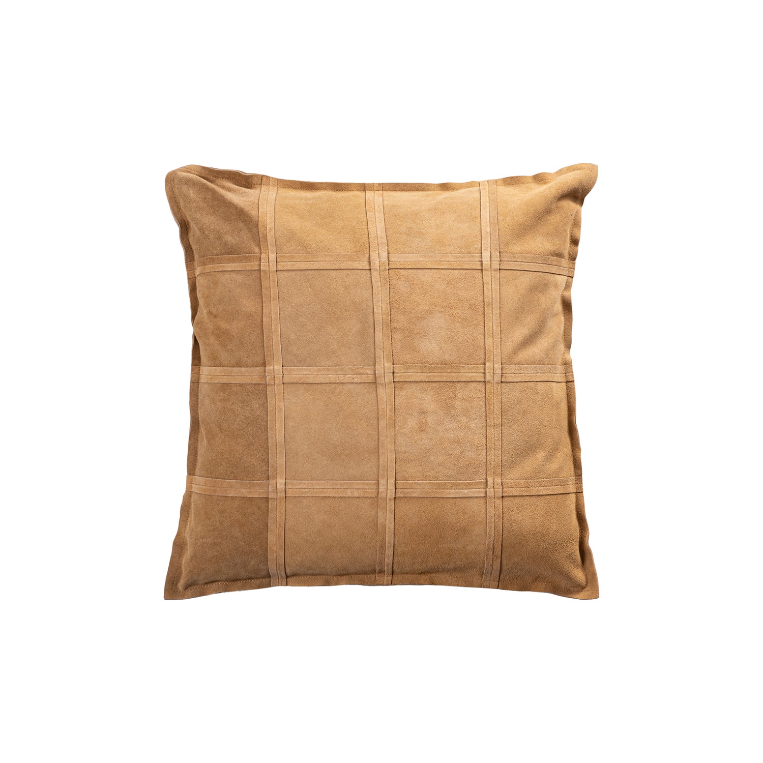 PTMD Cobie Camel Suede Leather Cushion Square L