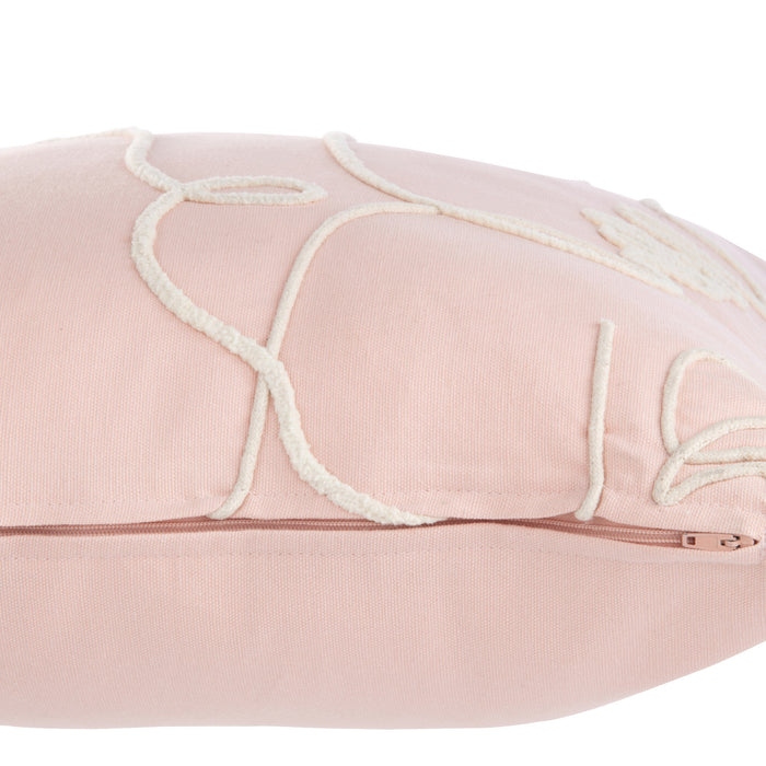 J-line - Kussen Abstract Gezichten Katoen Lichtroze|wit - 45x45x15cm