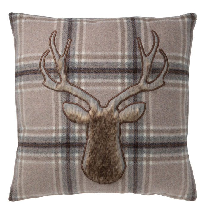 J-line - Kussen Dons Hert Polyester Grijs - 45x45x10cm